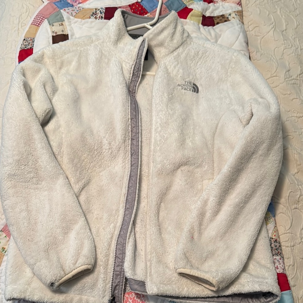 The North Face White fuzzy Jacket